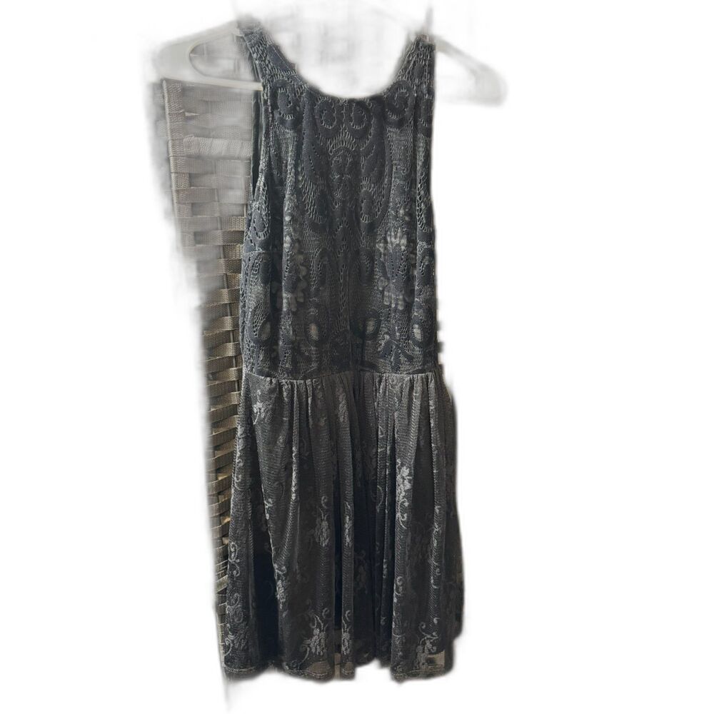 Hollister Black Lace Dress Sleeveless Tie Back Mini Boho Size Small
